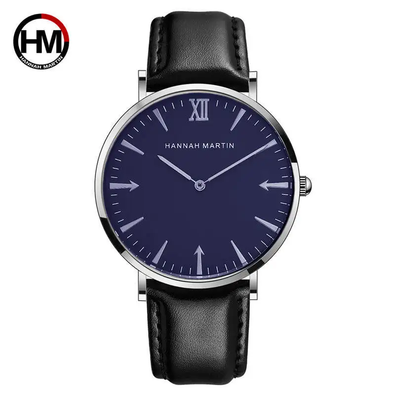 

Hannah Martin Men Watch Quality Waterproof Quartz Male Clock Watchband Leather Wish Gift Fashion Men's Wrist Watches Brands