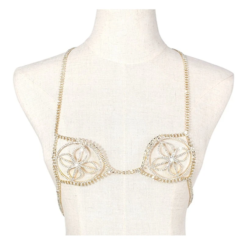Women's Sexy Club Rhinestone Bra Body Necklace Chain Bikini Bra