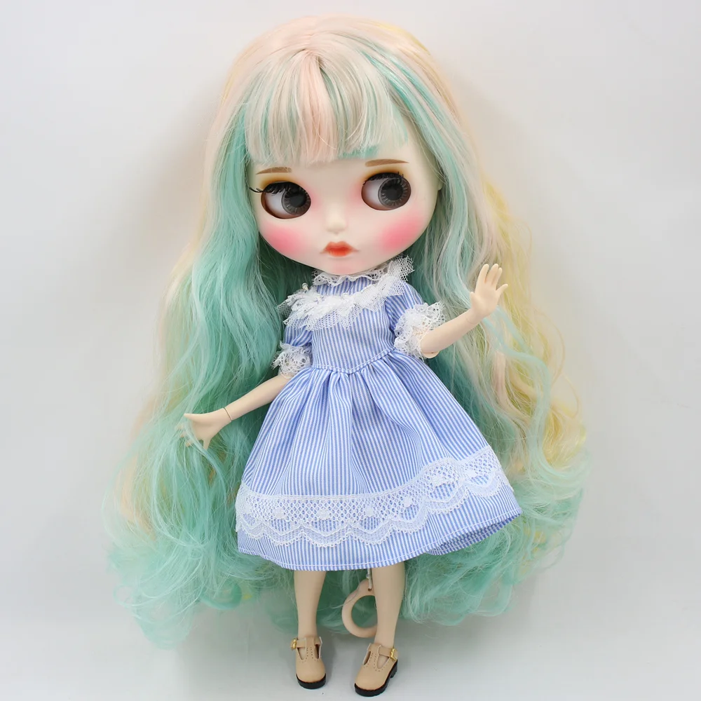 Ледяной DBS Blyth кукольные нет. BL4006/1200/2352 мятный микс желтого и розового цвета волос