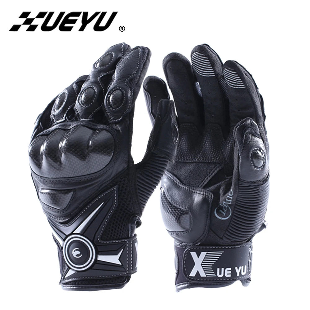 

XUEYU Genuine Leather Motorcycle Gloves Moto Motorbike Street Bike Racing Luvas Guantes Carbon Fiber Shell Full Finger Guantes