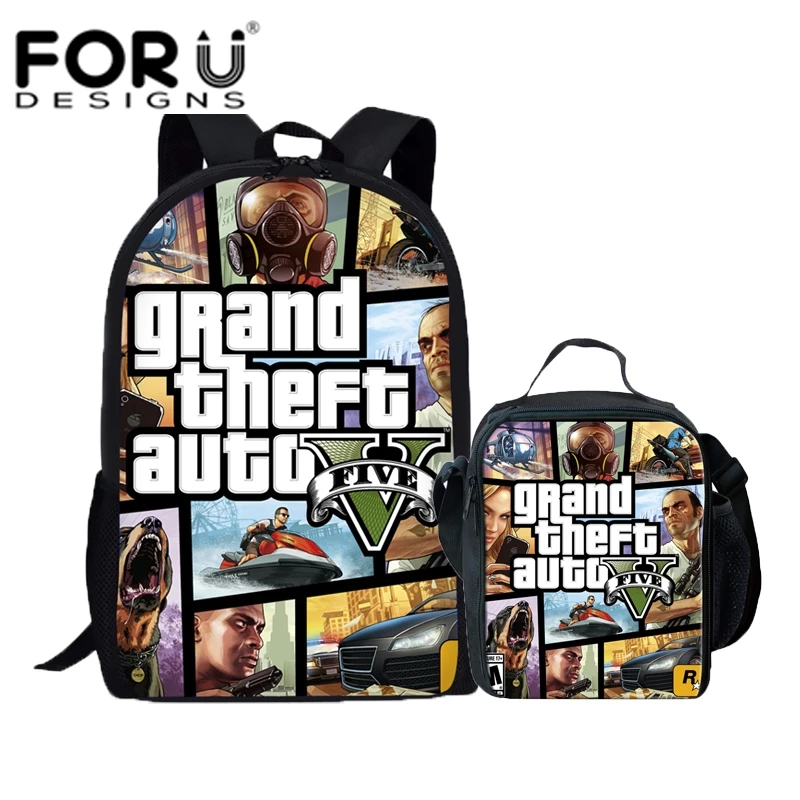 

FORUDESIGNS 2Pcs/Set Games School Bags For Boys Girls Casual 3D Men's Backpack Cartoon Orthopedic Rucksack Kids Book Bags