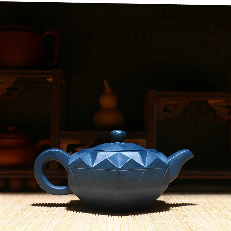 

240ml Yixing Genuine Handmade Sapphire Purple Clay Teapot Creative Chinese Kung Fu Zisha Diamond Tea Pot Gift Box Free Shipping
