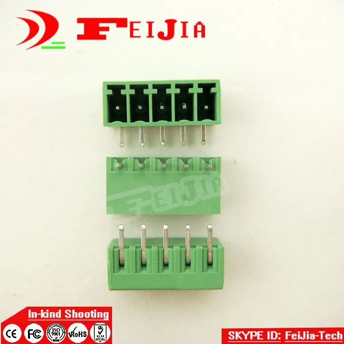 

(50pcs/lot) 15EDG-3.5-5P Bend Pin PCB Screw Terminal Block Connector 3.5mm Pitch 5 Pins Plug in