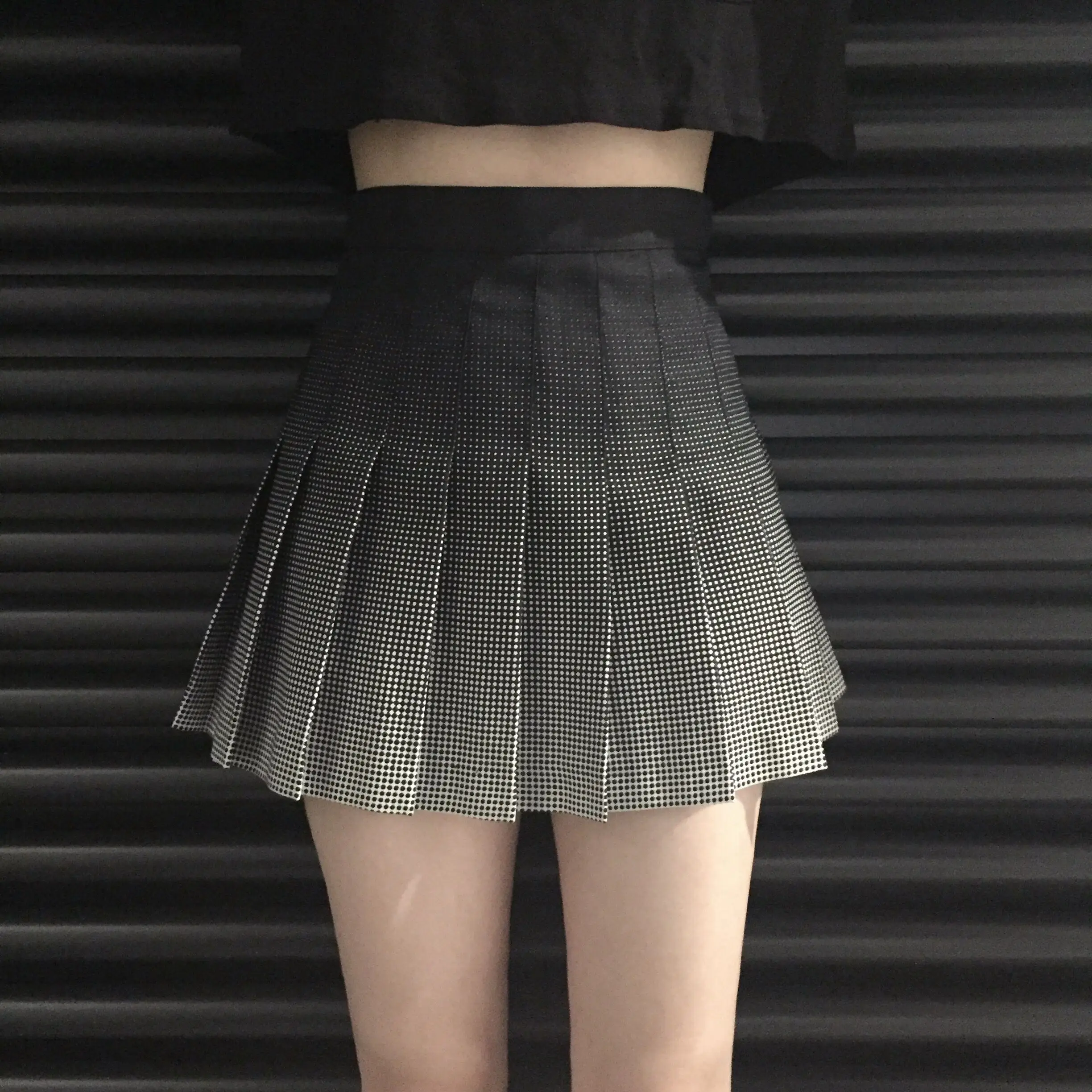 

2019 Harajuku Gradient Dots Skirt Plaid Printed High Waist Skirt Kawaii Ulzzang Lolita Mini Polka Dot Print Women Pleated Skirt