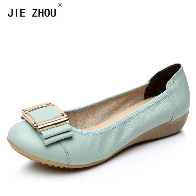 

Large Size 34~43 Genuine Leather Women Shoes Round Toes Slip-On Ladies Ballet Flats Soft Bottom Fashion Casual shoes