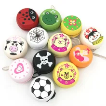 Juguetes De yoyó de madera estampados animales bonitos juguetes de mariquita Yoyo creativo para niños Yoyo Ball G0149