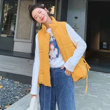 

new autumn and winter Casual Solid Cotton Vest coat Women Windproof Sleeveless Waistcoat Warm Jackets vest female