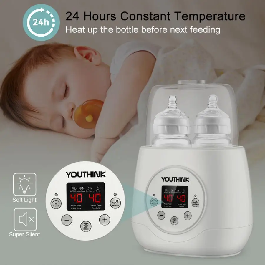Многофункциональный 5-в-1 детская молочная теплые бутылки Электрический Баттл теплые Еда интеллигентая(ый) Термостатический Системы для детских бутылочек, теплее