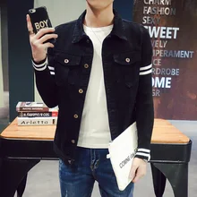 Jeans Men Jacket Fashion Nice New Knitted Sleeve Patchwork Men Jackets Plus Size Slim Fit Turn-down Collar Man Coat Menswear