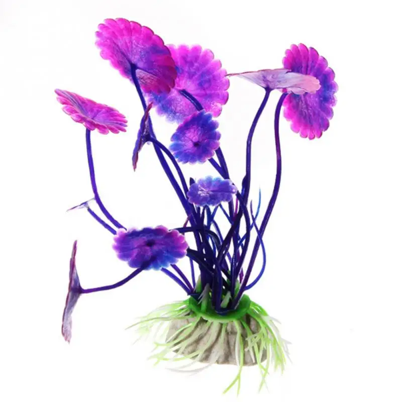 

Fashion Purple Artificial Aquarium Decorations Plants Fish Tank Grass Flower Ornament Decor Aquatic Animals Accessories