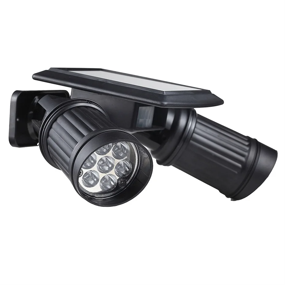 Cabeça de Alta Bateria da Lâmpada Fácil de Instalar Ip65 à Prova Luz da Noite Dupla Luminosa Leds Sensor Solar Build-in d’ Água Holofotes 2*7 Pir