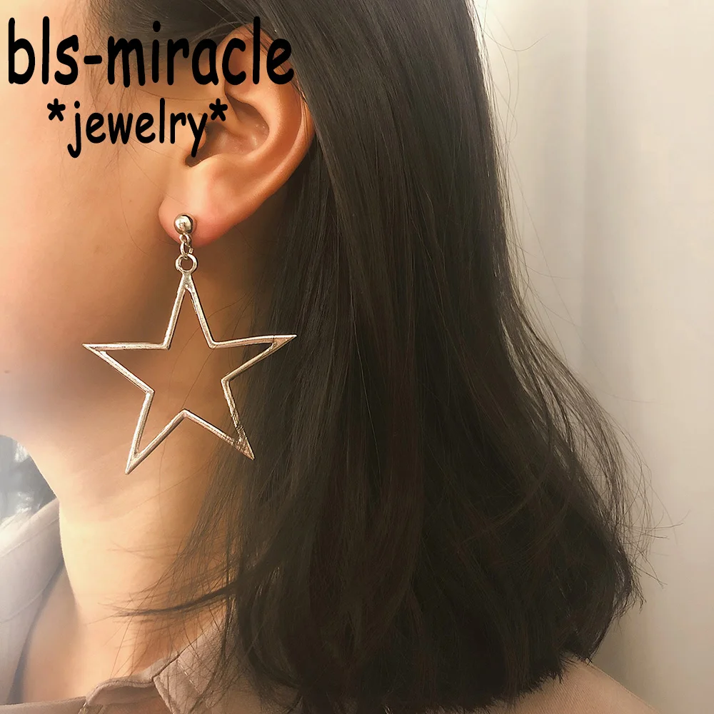 

Bls-miracle 2019 New Big Star Drop Earrings For Women Simple Gold Color Geometric Dangle Earrings Valentine's Day Jewelry Gifts