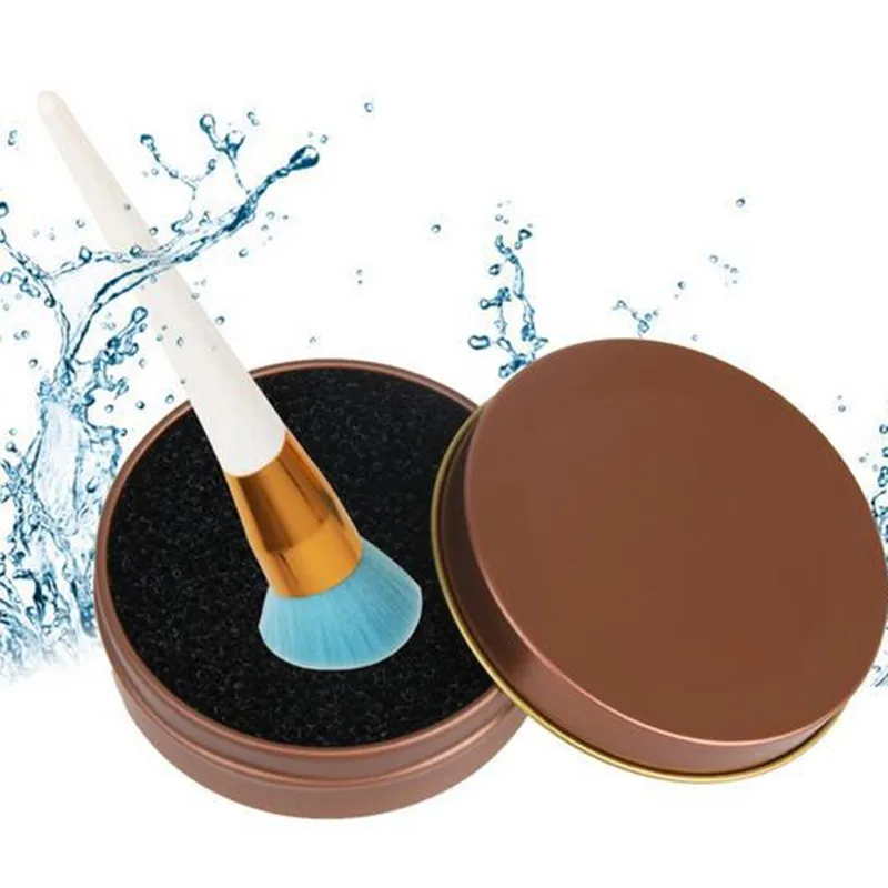 Portable Makeup Brushes Iron Box Switch Sponge Cleaner Remover