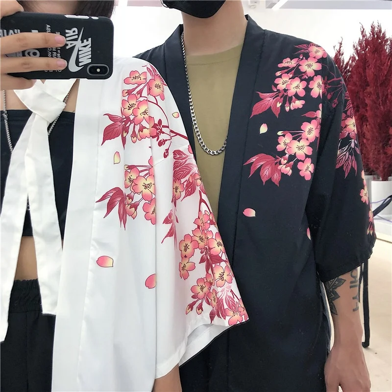 Женские топы лето японские модные Кимоно Одежда для пар Obi Yukata женское пляжное кимоно Boho Haori кимоно Japones FF2078