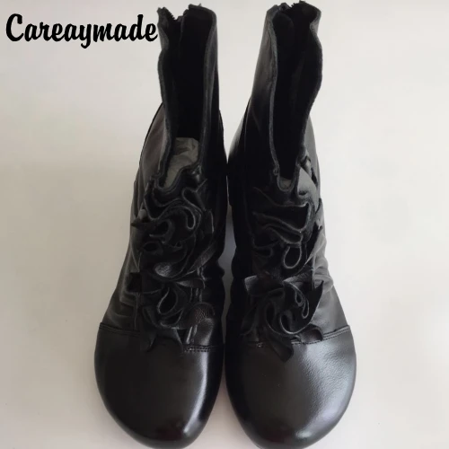 

Careaymade-Free shipping,2017 winter new hot sale retro folk style zipper female boots,genuine leather bowknot women shoes