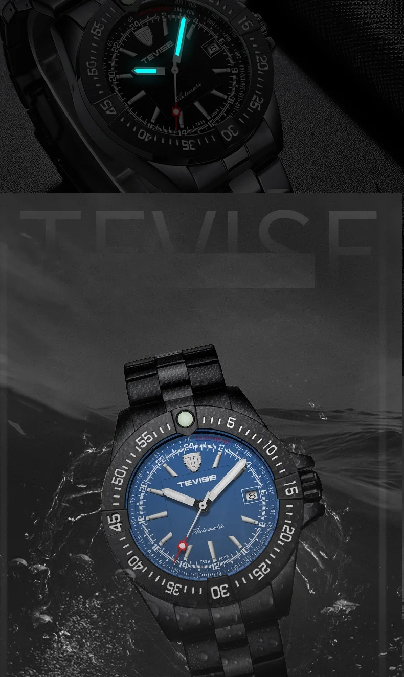 TEVISE Brand Watch Men T839A-002 Automatic Mechanical Watch Calendar Luminous Hands Waterproof Male Clock Business Wristwatch (5)