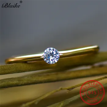 

Blaike 925 Sterling Silver Thin Rings For Women Yellow Gold Wedding Bands Dainty White Zircon Engagement Ring Minimalist Jewelry