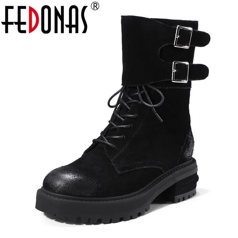 FEDONAS New Punk Women Mid Calf Boots High Heels Round Toe Casual Shoes Woman Platforms Motorcycle Boots Ladies Martin Shoes FEDONAS New Punk Women Mid Calf Boots High Heels Round Toe Casual Shoes Woman Platforms Motorcycle Boots Ladies Martin Shoes