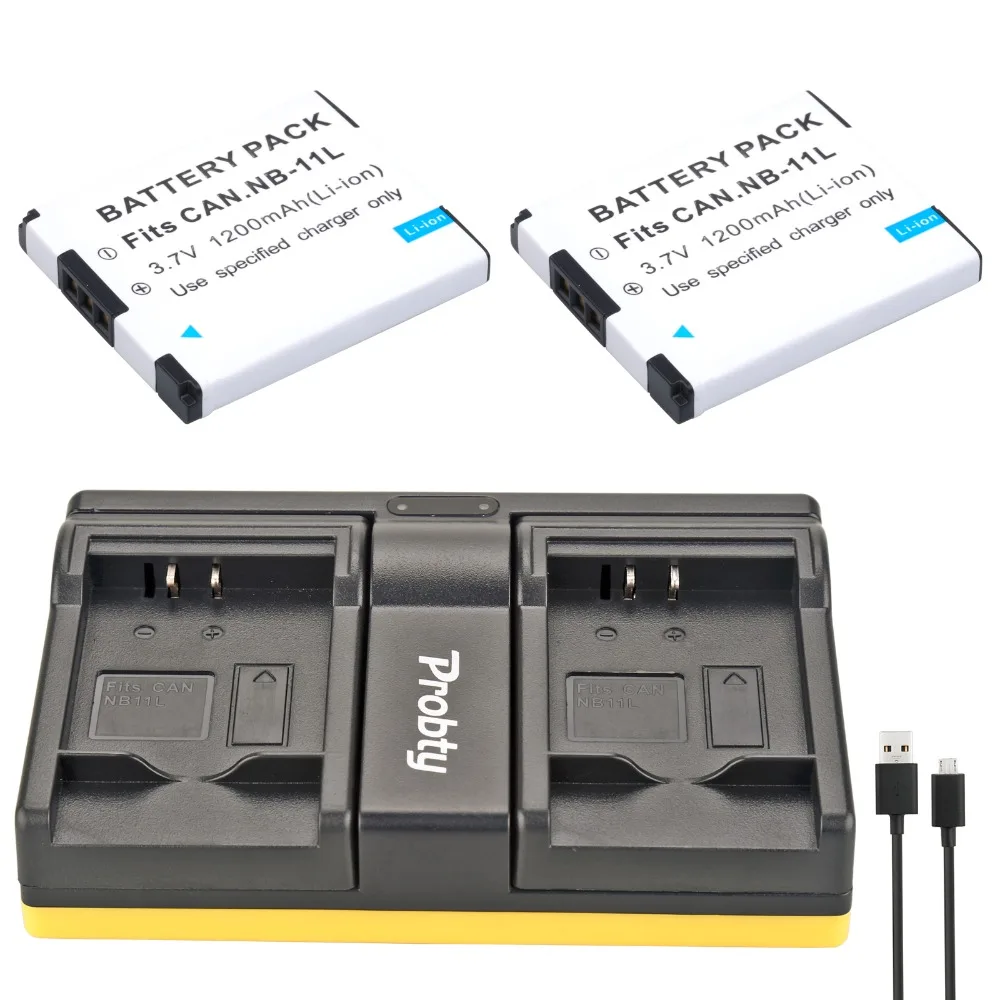 Probty 2Pcs Nb -11L Nb 11L Batteria Per Fotocamera + Caricatore Doppio Usb Per Canon A2300 A2600 A4000 A4050 Ixus 125 132 140 240 245