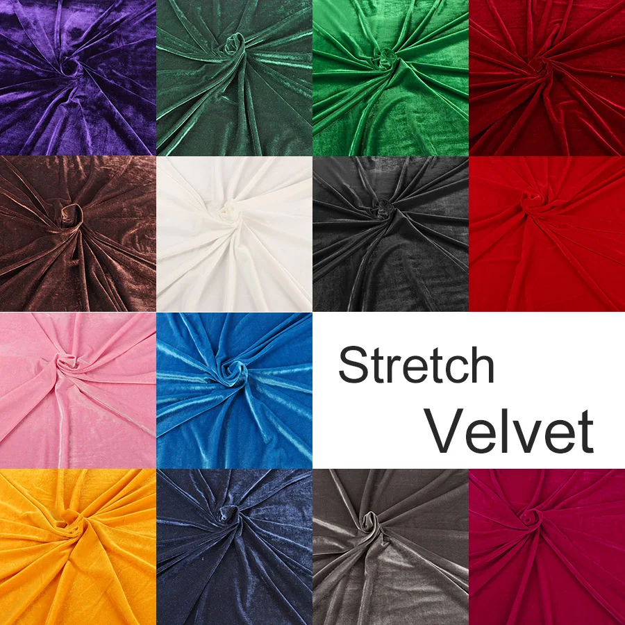 

Knit Stretch Velvet Fabric Pleuche Material For Sports Suit Quality Poly Elastic Velvet Cloth 160cm wide