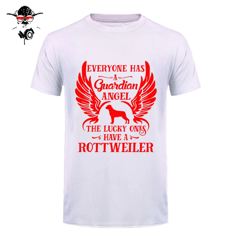 Марка Забавный мой ангел-хранитель является Ротвейлер майка футболка Для мужчин хлопок футболка с короткими рукавами Топ Camiseta
