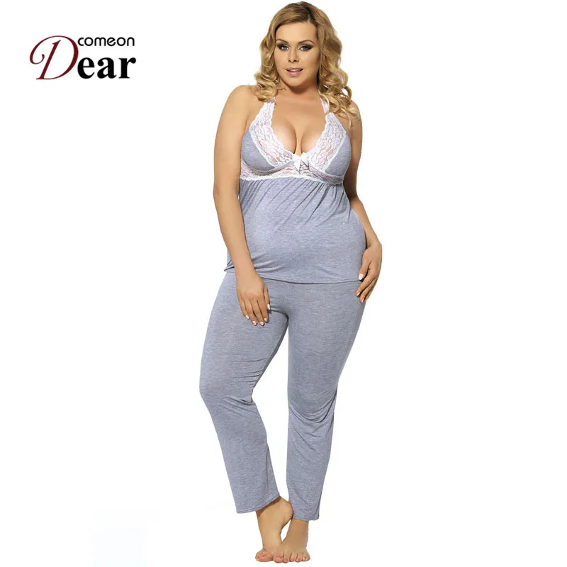 

Comeondear Top Selling Halter Lace Sleeveless Pajamas Cheap Clothes China Women Home wear 2 Pieces Popular Nightgown RK80160
