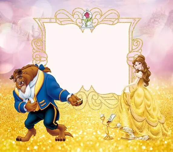 

7x5FT Gold Spots Sequins Rose Cage Beauty Beast Frame Belle Princess Custom Photo Studio Background Backdrop Vinyl 220cm x 150cm
