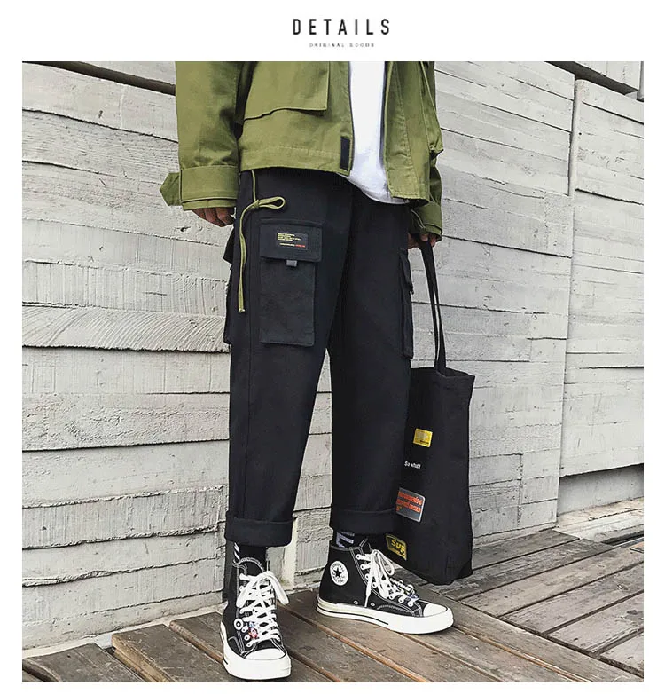 

Hot style 2019 Spring autumn Cargo cotton loose outdoor straight trekking hiking tactical camping students ankle length pants