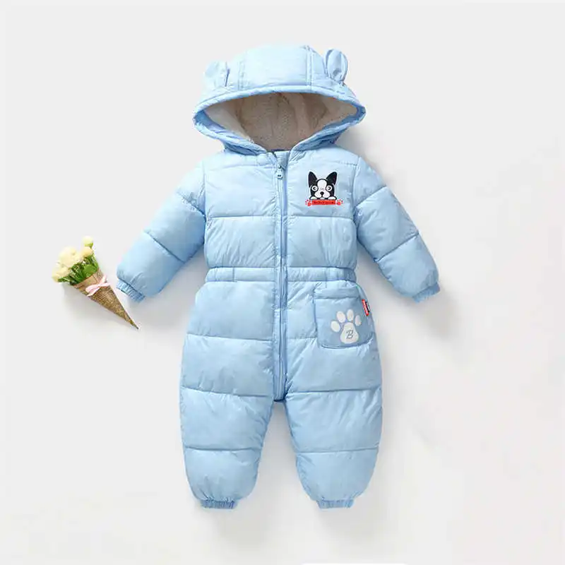 Детский зимний комбинезон; детское плотное пуховое пальто с мехом; зимняя одежда для новорожденных; комбинезоны для мальчиков и девочек; парка; костюмы - Цвет: Blue3