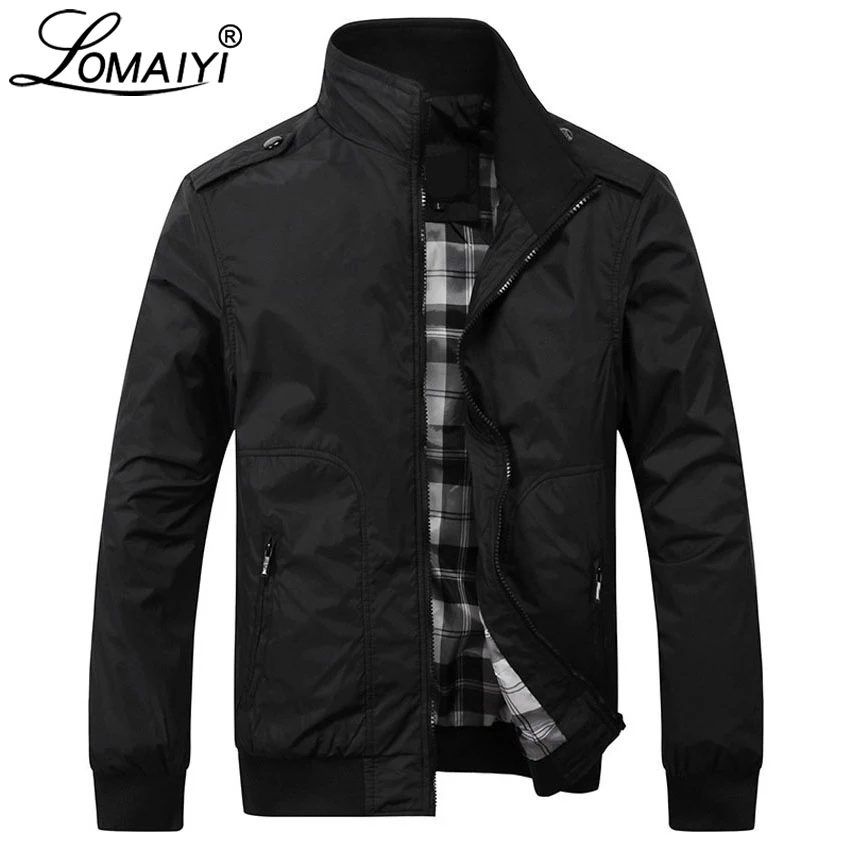 LOMAIYI Мужская весенне осенняя куртка для мужчин Slim Fit модная ветровка черный/хаки