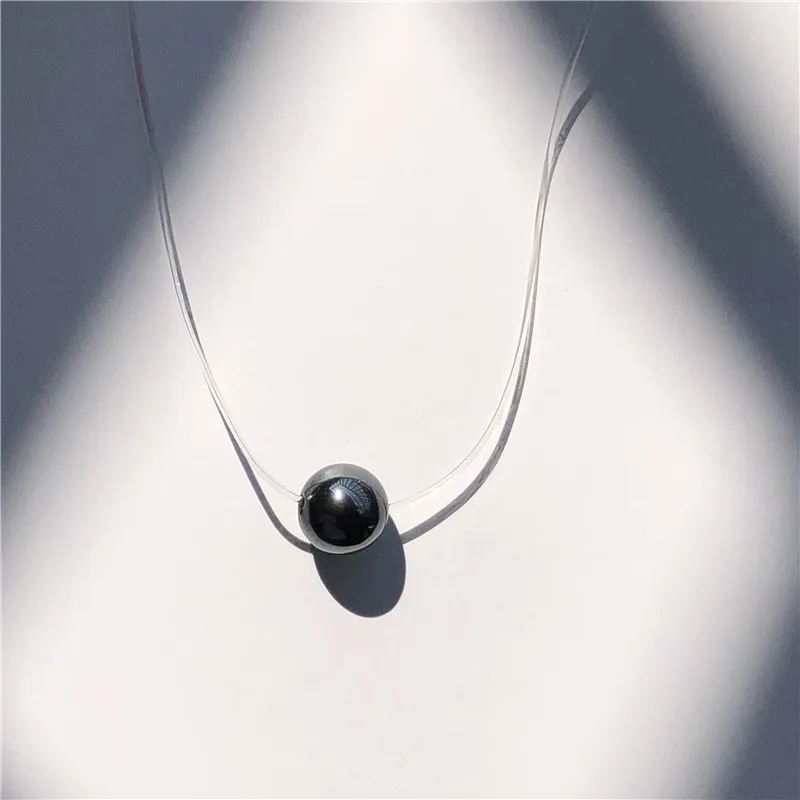 Модное квадратное ожерелье с искусственным жемчугом, Cz камень, кристалл, циркон, невидимая прозрачная леска, цепочка, ожерелье для женщин и девушек - Окраска металла: 6-Black-Pear-10mm