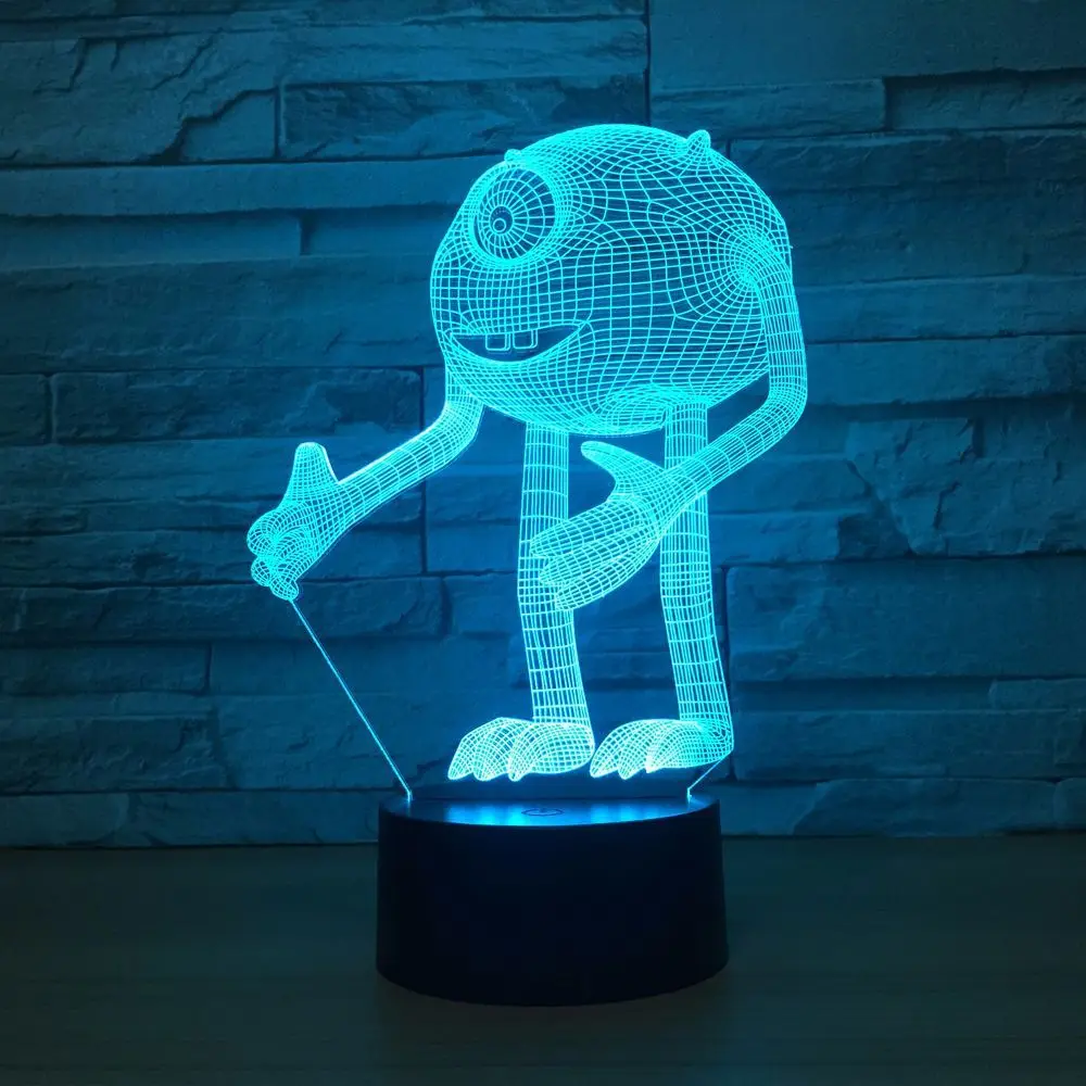 7 цветов большой глаз Tsai Освещение led сенсорный usb лампа 3D ночник 1351|3d night light|night