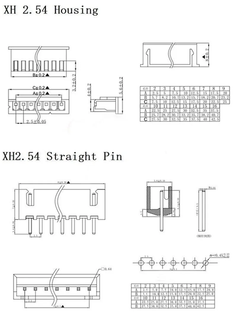 10 компл. XH2.54 разъем провода XH 2,54 мм 2P 3P 4P 5P 6P 7P 8P 9P 10P 180 Угол прямой штыревой разъем+ Корпус+ клемма для печатной платы автомобиля