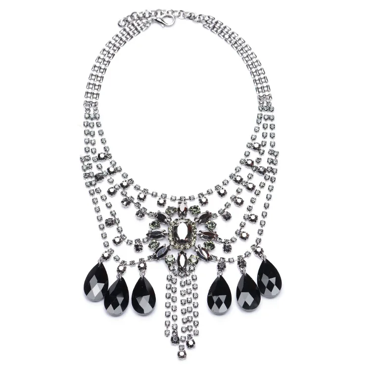 2016 New fashion accessories women multi-layered tassels Droplets Rhinestone Crystal Statement Collar Necklaces &amp pendants | Украшения и