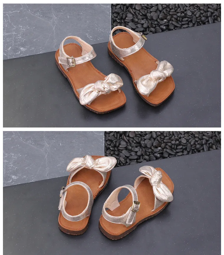 Летние Новая обувь для девочек Искусственная кожа принцессы сандалии с открытым носком мягкие дно Детские сандалии детская обувь