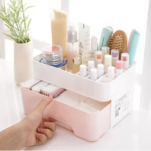 1PCs Plastic Cosmetics Makeup Organizer Make Up Brush Storage Box With Drawer Multifunction Desktop Jewelry Case Storage Box