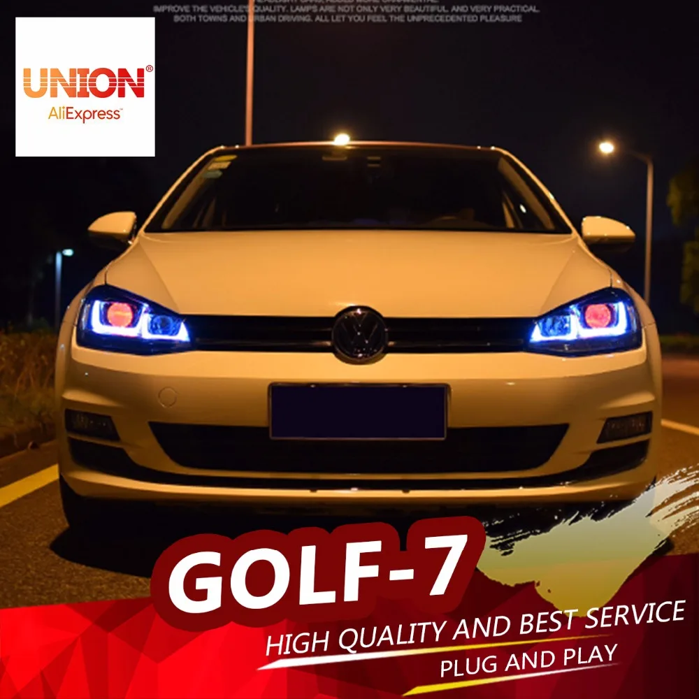 

Car Styling Head Lamp case for VW Golf 7 2014 Headlights Golf7 MK7 LED Headlight DRL Lens Double Beam Bi-Xenon HID Accessories