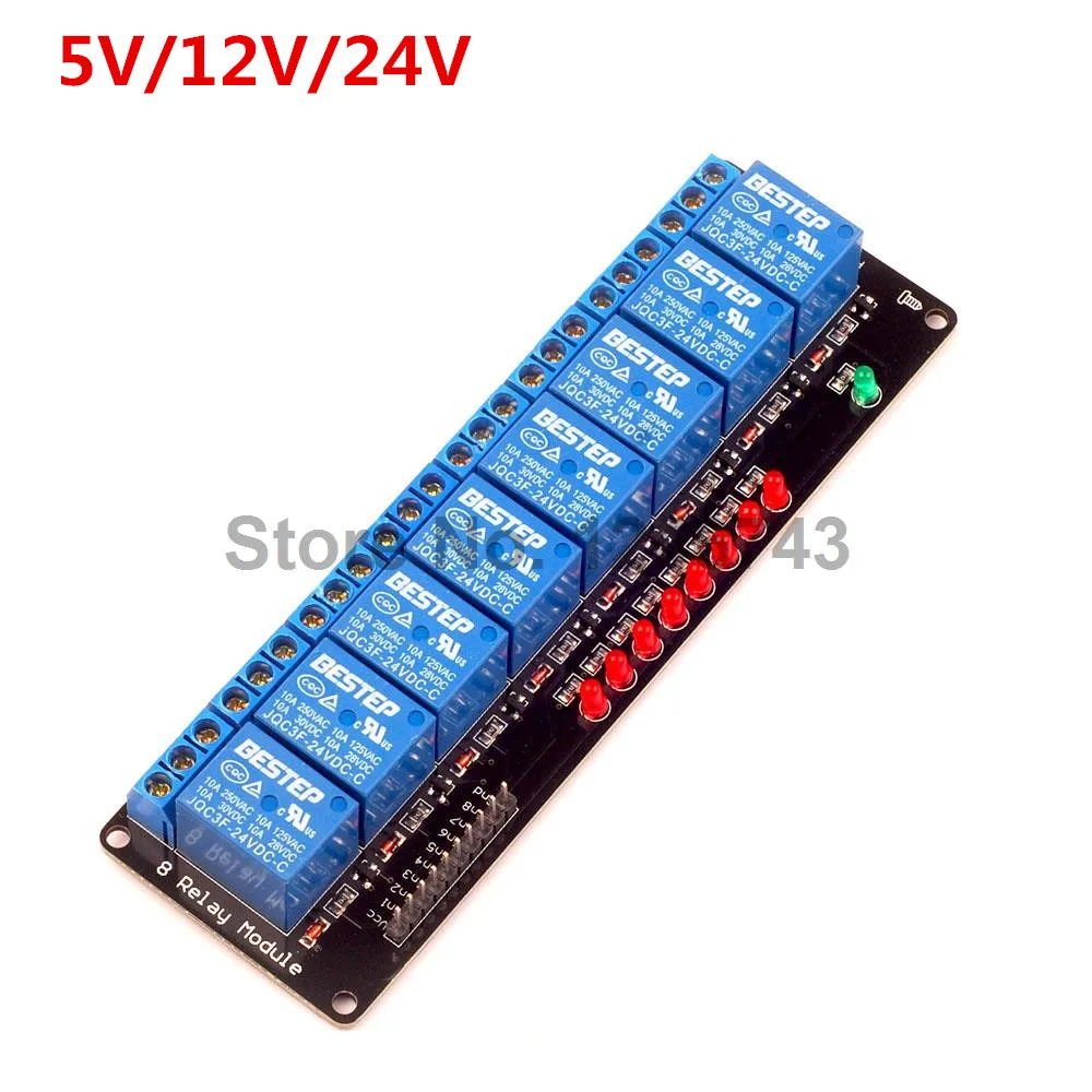 

5V 12V 24V 8 Channel Relay Module with Lamp Low Level Trigger Relay Module