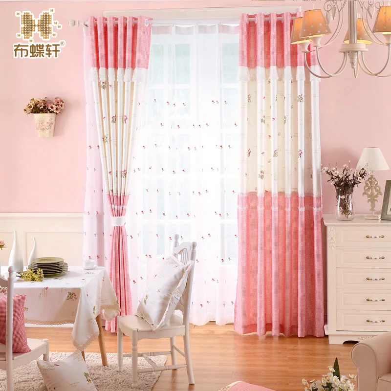 

New Korean Princess Wind Curtains Pink Curtans Fresh Romantic Wedding Room Girl House Curtain Living Room Bedroom
