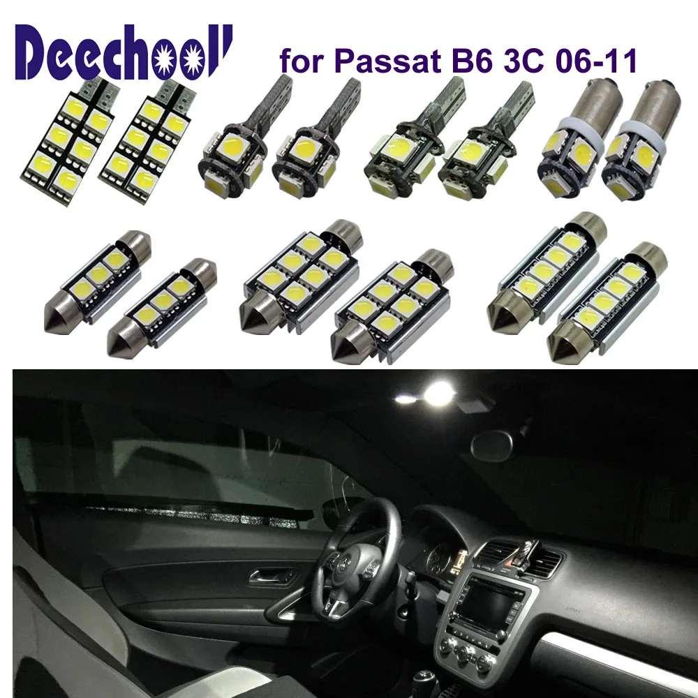 deechooll 6pcs Car LED Light for VW Passat B6 3C,Canbus Interior