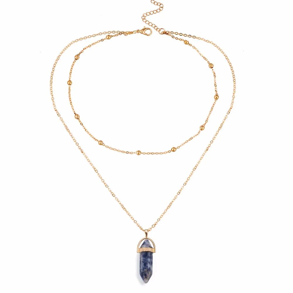 IPARAM модное многослойное золотое ожерелье с кулоном из натурального кристалла опал подвесное ожерелье в богемном стиле ювелирные изделия для женщин