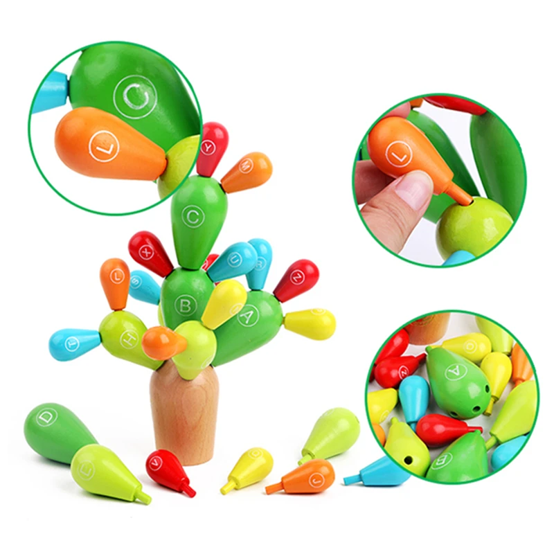 Prickly Pear Cactus Sensory Wooden Toys Made Of Wood Montessori Educational Assembling Toy For Children