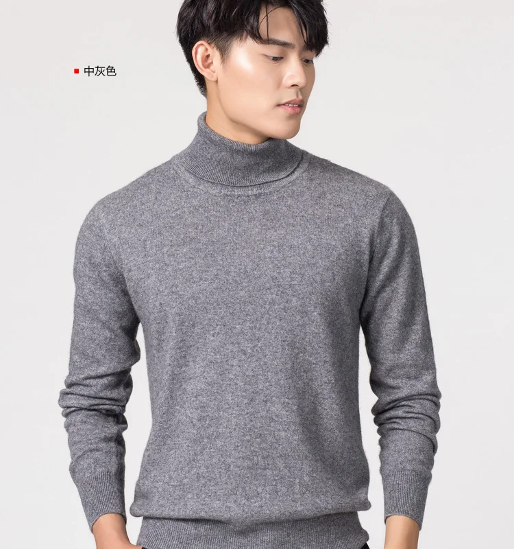 Cashmere A Collo Alto del Maglione Degli Uomini di Autunno Inverno Collo alto A Manica Lunga Colori Solidi Pullover Classico Maglione casual Uomo Copre il trasporto libero 3