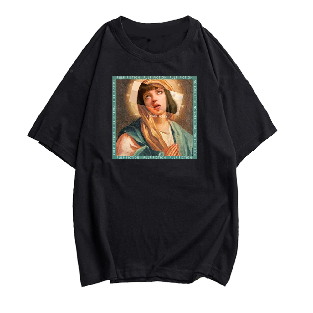 

Pulp Fiction Mia Blessed Virgin Mary Tshirt Men Funny Tshirt Short Sleeve Summer Shirts Cotton Streetwear T-Shirt Cool Tshirt