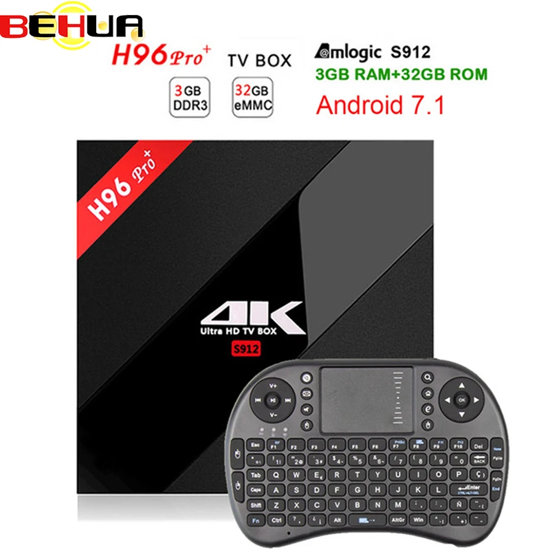 

[Genuine] h96 pro plus 3g 32g Smart TV Box Android 7.1 Amlogic S912 OCTA Core Wifi 4K H.265 h96 media player h96pro set top box