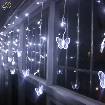 

3.5m 95led fairy icicle led butterfly curtain light Outdoor Home Christmas Wedding garden party decoration AC110V 220V