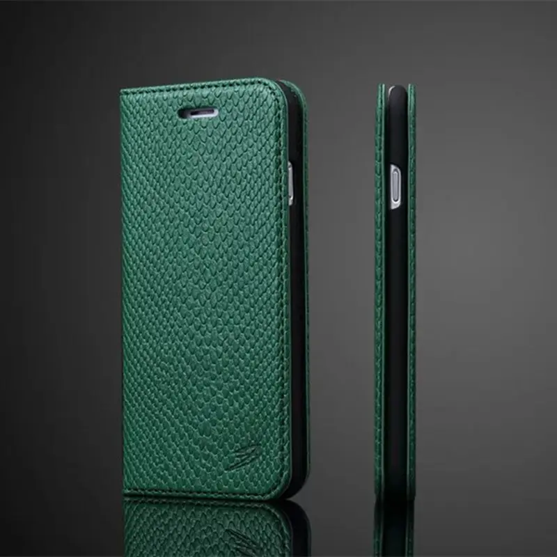 Чехол-книжка из змеиной кожи для iPhone 7, 8, чехол s, тонкий держатель для карт, кошелек, задняя крышка для iPhone 7 Plus, 8 Plus, чехол - Цвет: Green