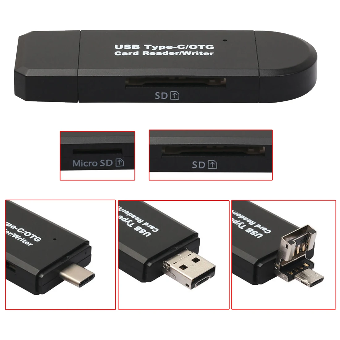 2in1 USB 3,1 Тип C USB 3,0 Micro-USB OTG TF SD MMC Card Reader для ПК телефона