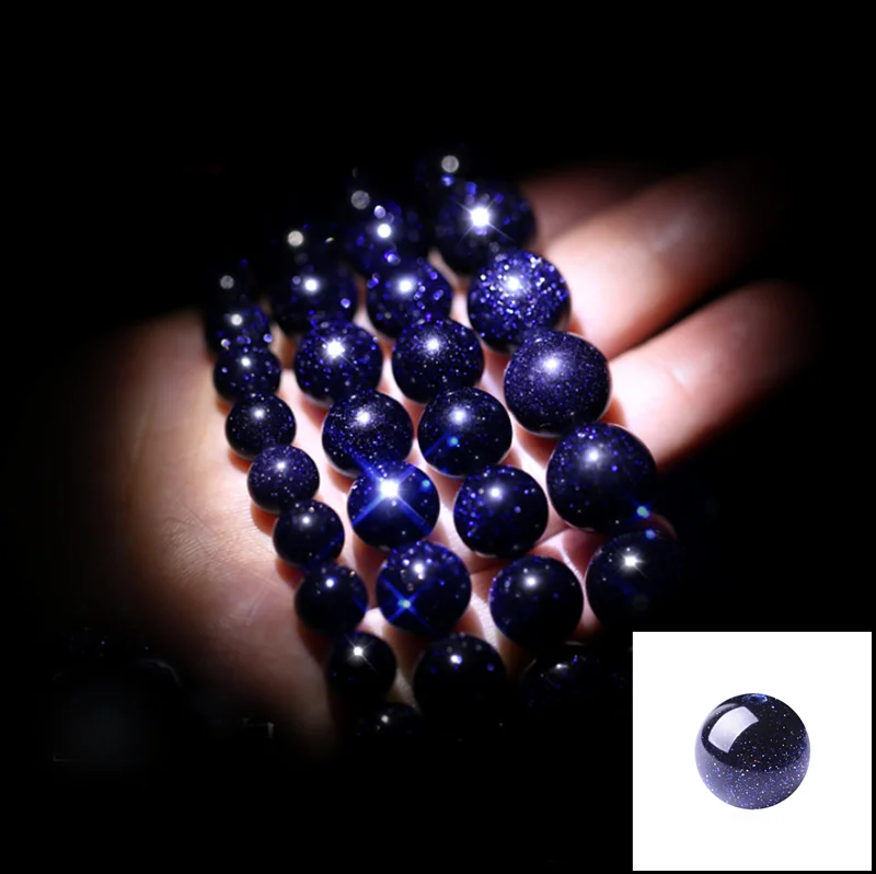 

Wholesale 6mm-12mm Blue Sand Stone Round Beads 16" Used in jewelry bracelet necklace making