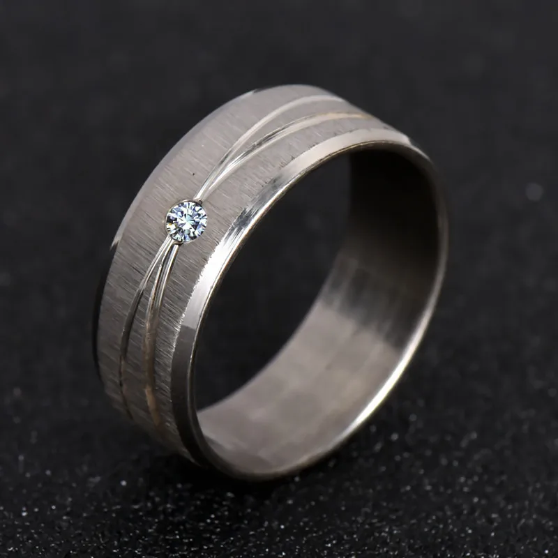 

Silver Ring With Micro Paved AAA CZ High Polished White Gold Color Ring 316L Stainless Steel For Women Party Never Fade nj30